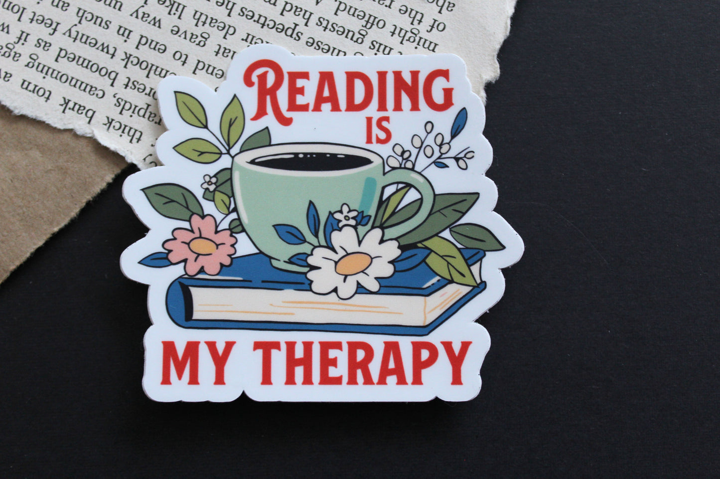 Reading is My Therapy Sticker
