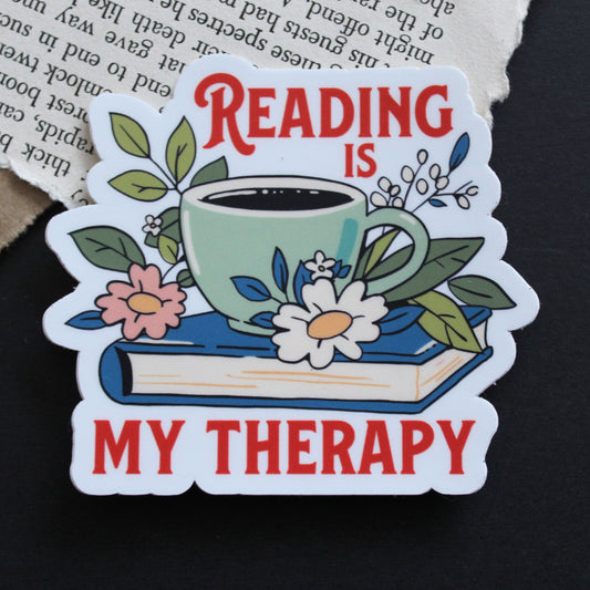 Reading is My Therapy Sticker