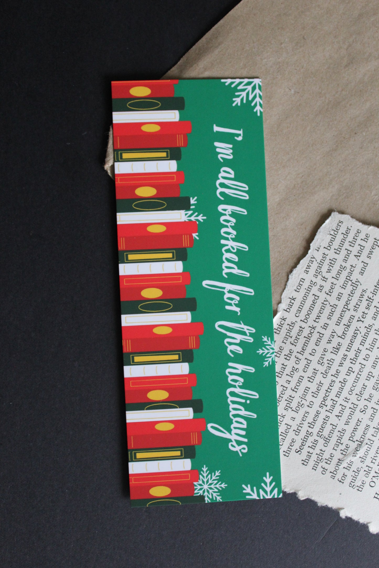 Booked for the Holidays Christmas Bookmark