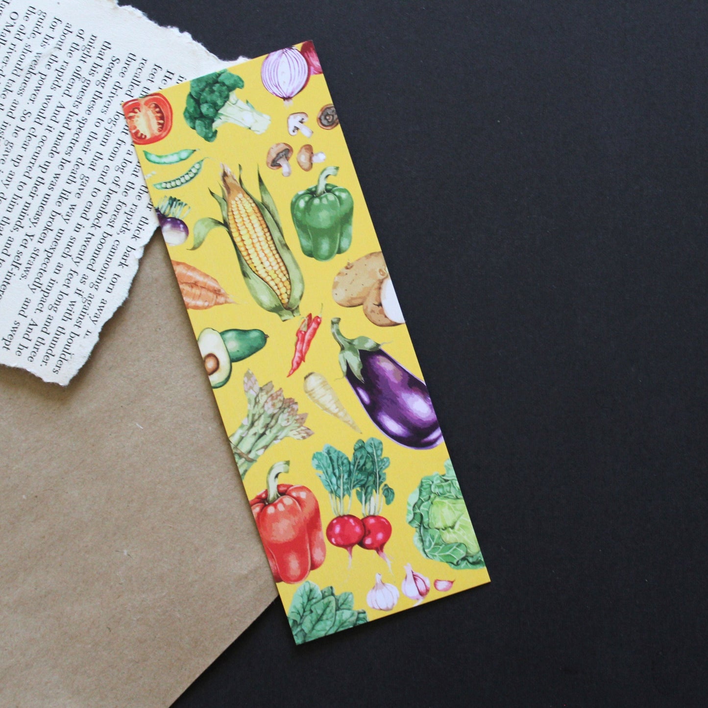 Colorful bookmark with vegetable pattern 